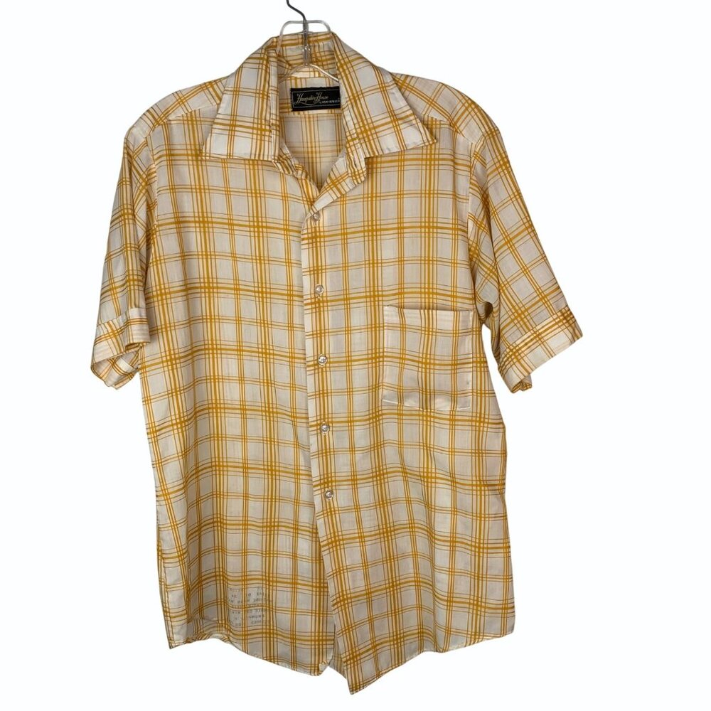 Van Heusen Hampshire House Plaid Short Sleeve Grandpacore Shirt 1970s